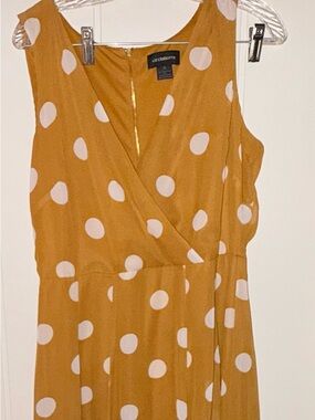 Liz Claiborne Mustard Yellow Polka Dot Midi Dress